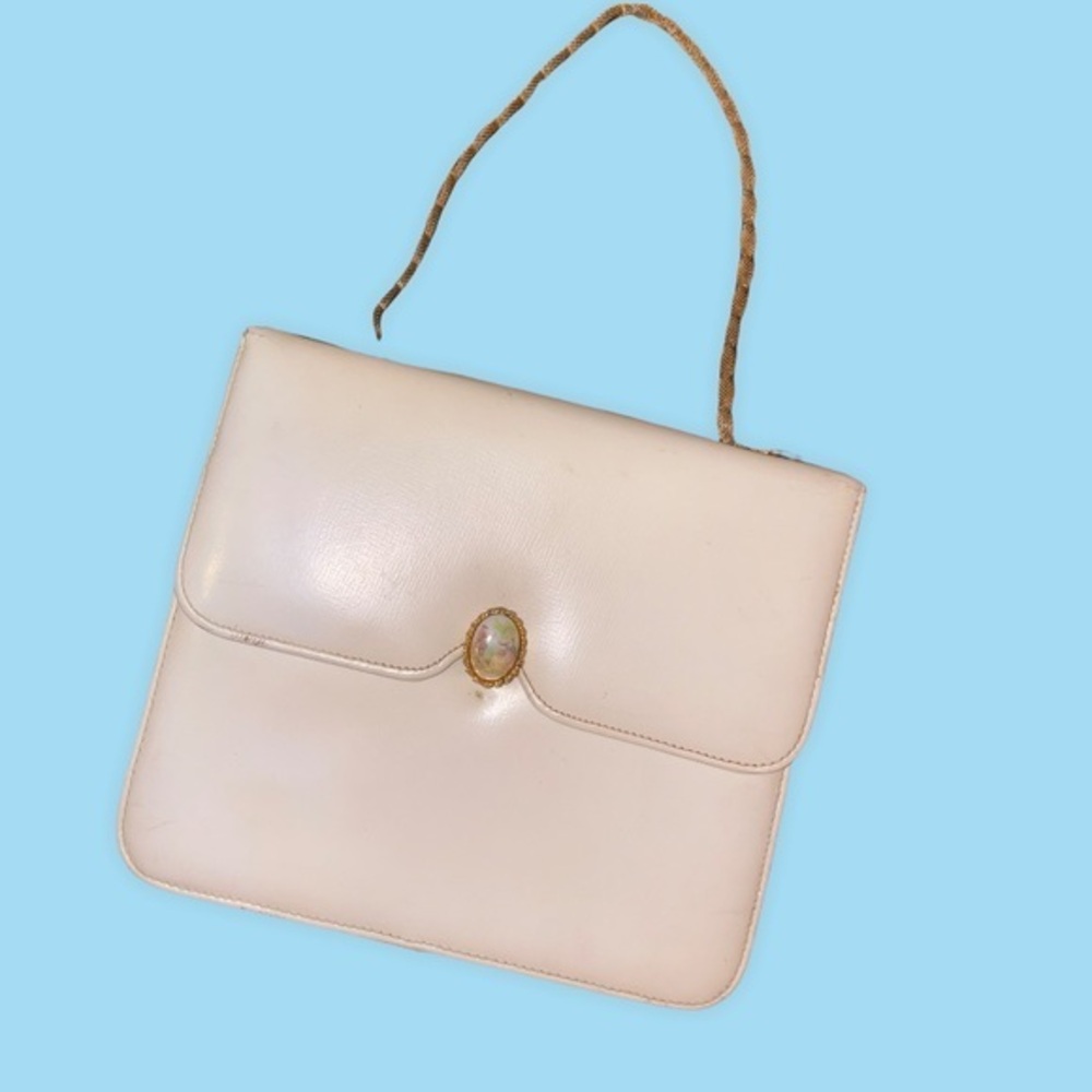 AMERICAN VINTAGE 1960'S "ROSART" CAMEO GOLD LEATHER EVENING BAG